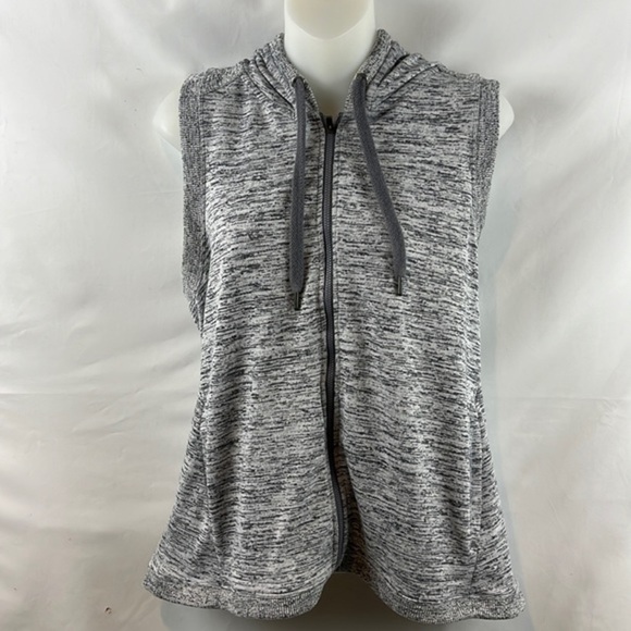 Athleta Blissful Balance Zip Up Heather Gray Hooded‎ Vest Open Back Size S - Picture 3 of 12